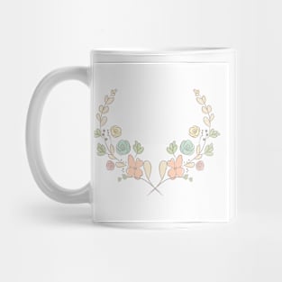 Spring flower laurel branches. Hand drawn design elements. Mug